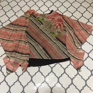 CJ Banks Plus Size 2X Floral Sheer Blouse